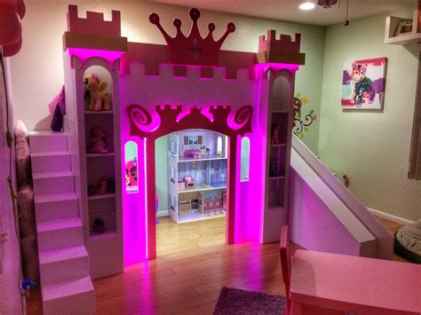 Princess castle bed with a slide and lights | Bed for girls room, Girl ...