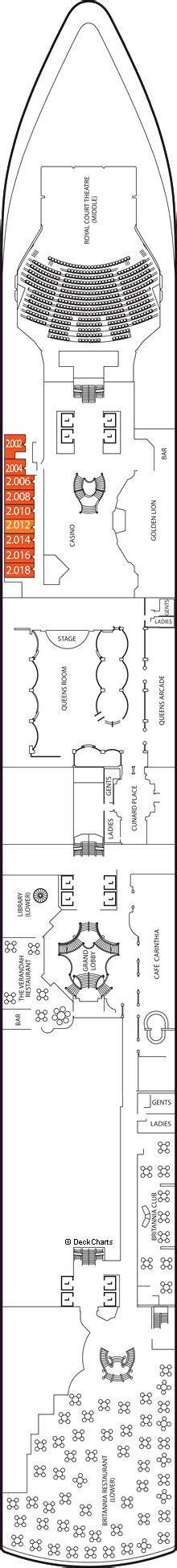 Cunard Queen Elizabeth Deck Plans: Ship Layout, Staterooms & Map ...