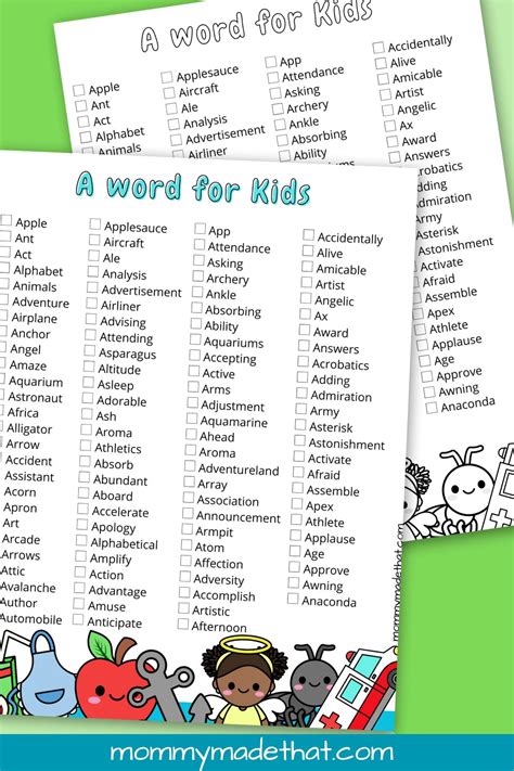 A Words for Kids (Words that Begin with Letter A)