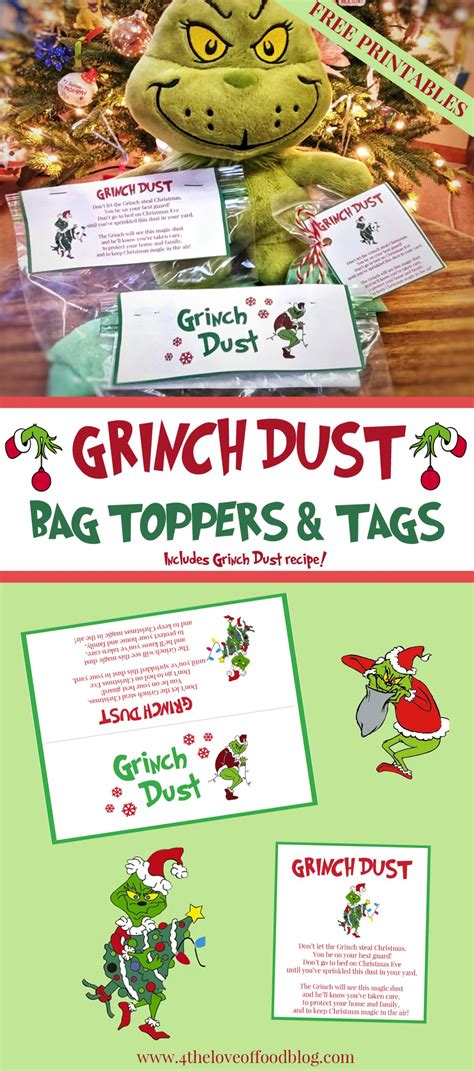 Grinch Dust Recipe with Printable Bag Toppers and Tags - For the Love of Food