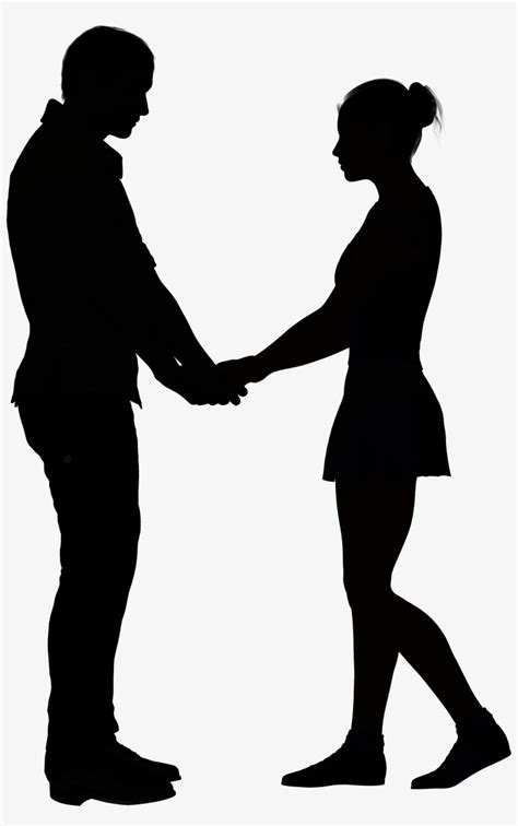 Silhouette Of Two People In Love - Boy And Girl Holding Hands Silhouette PNG Image | Transparent ...