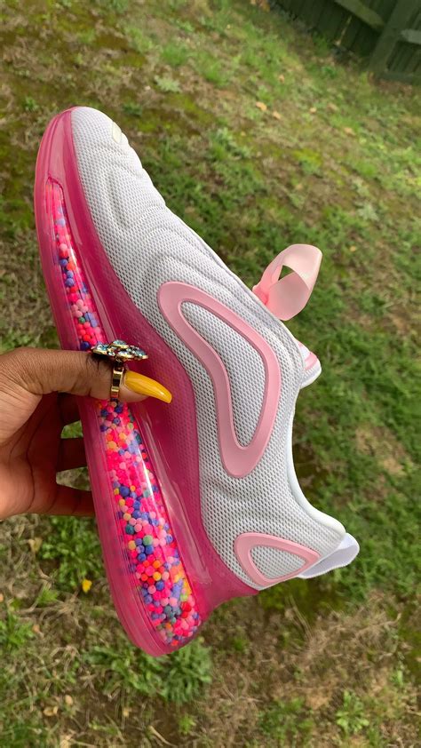 PINK RIBBON NIKE AIR MAX 720 CUSTOM BEADS | Colorful nike shoes, Nike ...