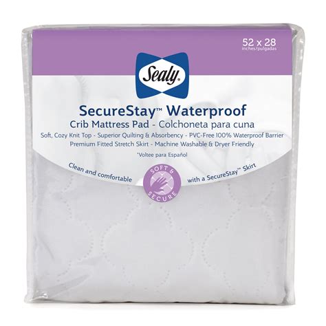 Sealy SecureStay Waterproof Crib Mattress Pads, Easy Clean Washable, Crib, White - Walmart.com