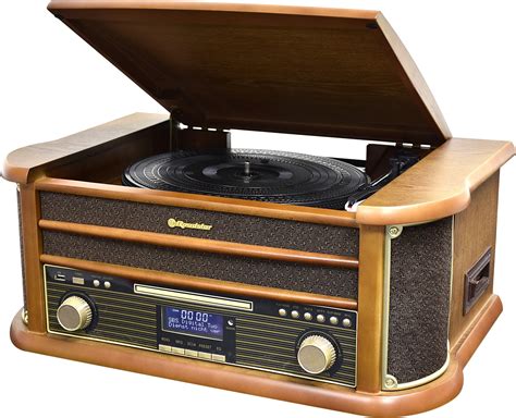 Roadstar HIF-1993D+BT Holz Retro Radio Plattenspieler Bluetooth CD USB ...