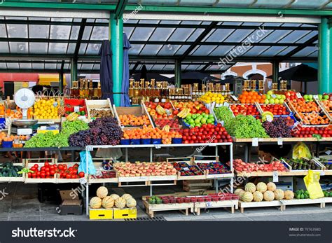 Fresh Fruits Vegetables Farmers Market Stall Stock Photo 79763980 ...