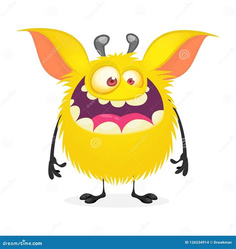 Cute Cartoon Monster with Big Smile. Vector Funny Monster Character ...