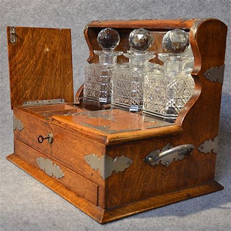 Antique Tantalus Oak Triple Decanter Set Fine Quality English Victorian c1880 | Travel bar ...