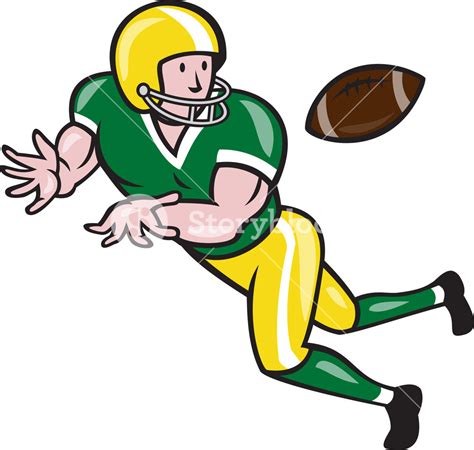 American Football Wide Receiver Catch Ball Cartoon Royalty-Free Stock ...