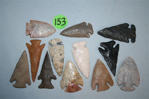 Lot - 12 misc reproduction flint arrowheads