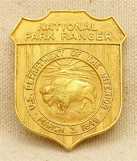 Beautiful 1970s US Dept of the Int. National Park Ranger Badge # 37928 ...