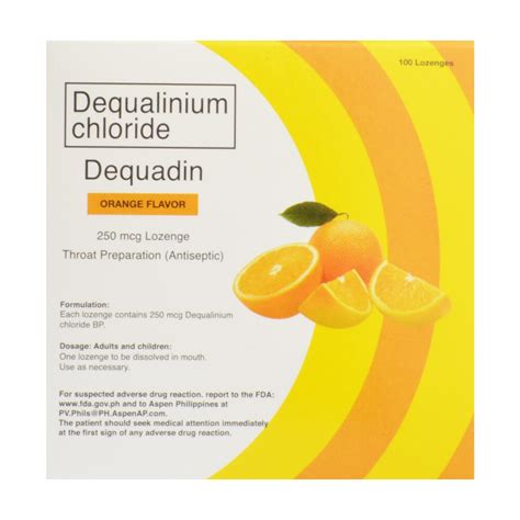 DEQUADIN, Dequalinium 250 mcg Orange-Flavored Lozenges | Watsons ...