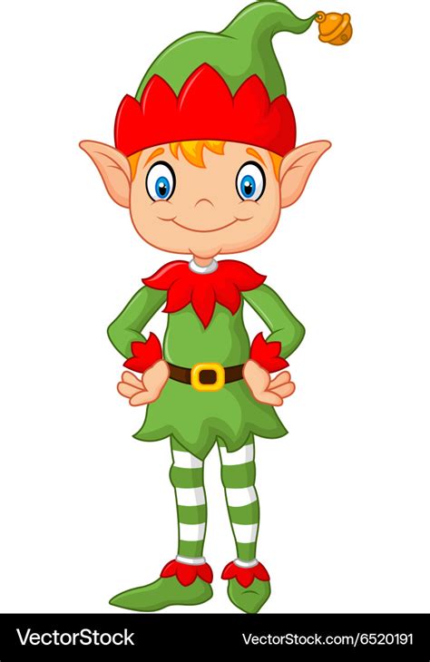 Cartoon cute christmas elf posing Royalty Free Vector Image