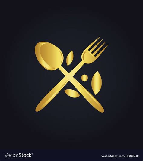 Spoon fork food menu organic gold logo vector image on VectorStock ...