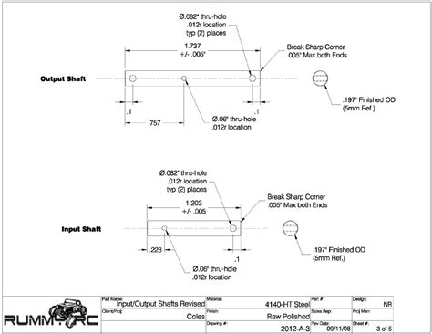 Machined shafts Drawing Inside