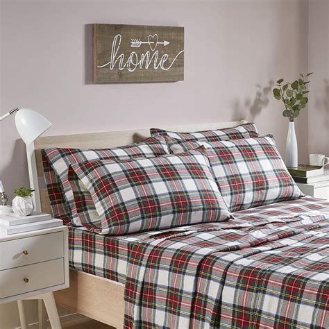 Comfort Spaces Scottish Plaid 100% Cotton Flannel Printed Sheet Set ...