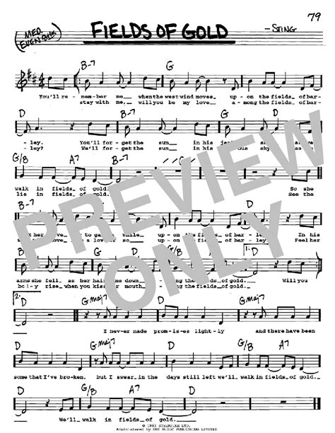 Fields Of Gold sheet music by Sting (Real Book - Melody, Lyrics ...