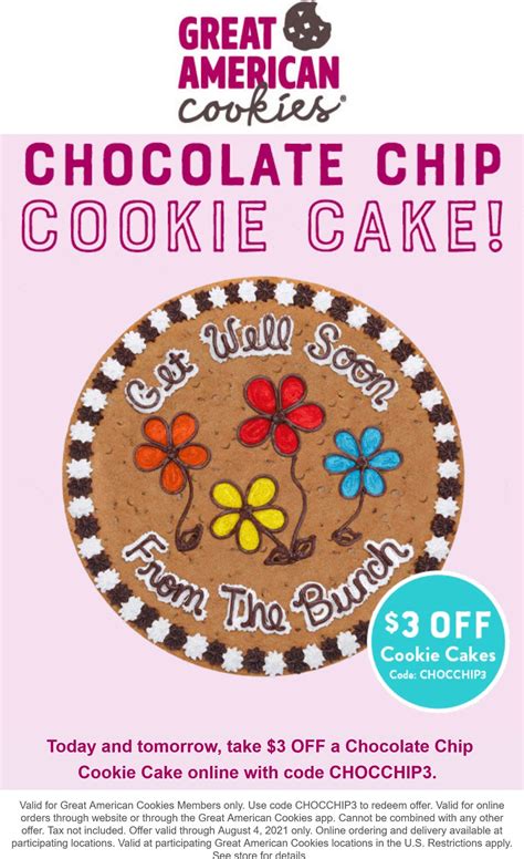 $3 off cookie cakes today at Great American Cookies via promo code ...