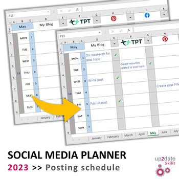 Downloadable social media calendar template for 2023 by up2dateskills