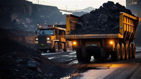 Premium AI Image | Coal is loaded onto trucks by mining machines that ...