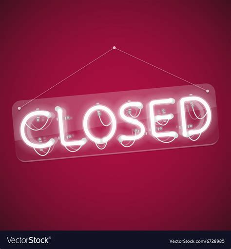 White Glowing Neon Closed Sign Royalty Free Vector Image