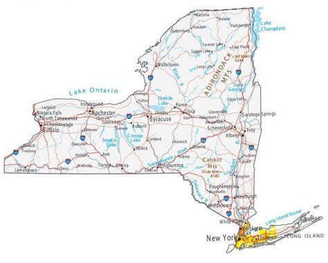 New York State Map - Places and Landmarks - GIS Geography