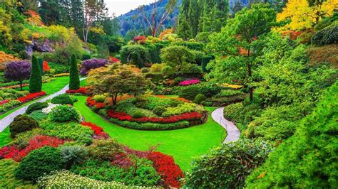 The Sunken Garden in Butchart Gardens, Vancouver Island, Brentwood Bay, British Columbia, Canada ...