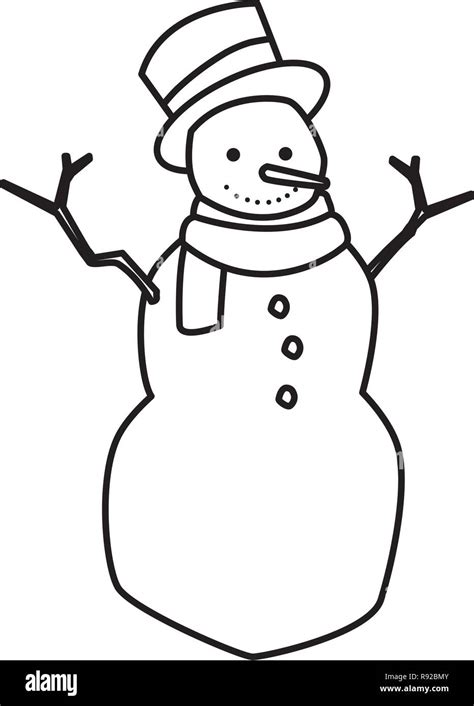 Cartoon snowman icon over white background, vector illustration Stock ...