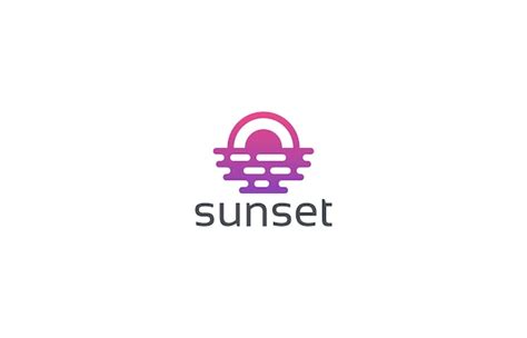 Premium Vector | Sunset and landscape logo design template