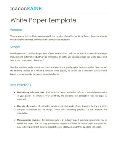 50 Best White Paper Templates (MS Word) ᐅ TemplateLab