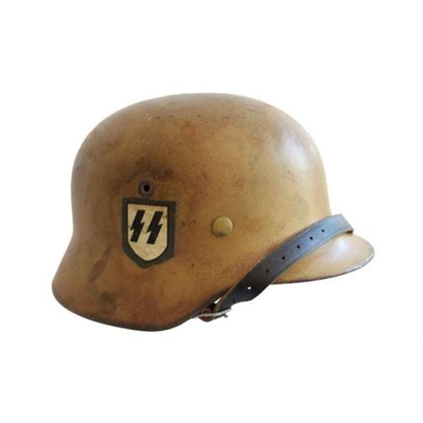 GERMAN WW2 M40 SS HELMET TROPICAL CAMO Q64 RESTORED - WARSTUFF.COM