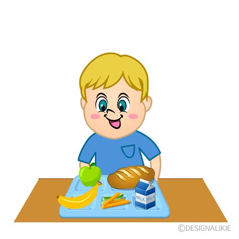 Boy Eating Healthy Food Cartoon Free PNG Image｜Illustoon