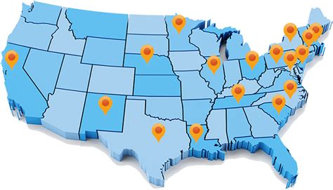 Download A Map Of The United States With Orange Pins [100% Free] - FastPNG