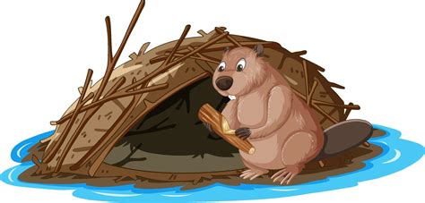 A beaver building a dam in cartoon style 5334664 Vector Art at Vecteezy