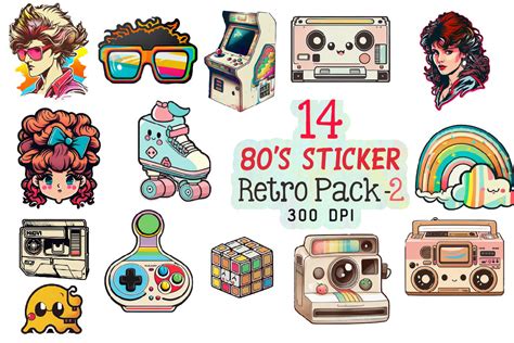 80s Stickers - Retro Sticker Bundle 2 Graphic by Md Shahjahan ...