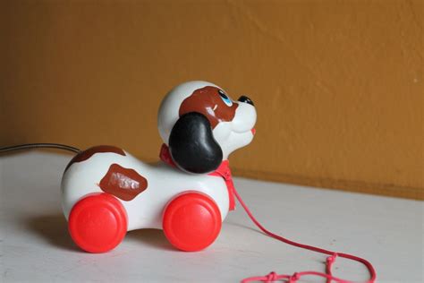 Fisher Price Pull Along Puppy on String Vintage Baby Toy