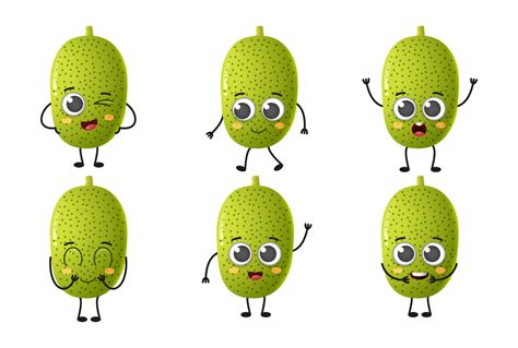 Set of cute cartoon jackfruit vector character set isolated on white background 9222118 Vector ...