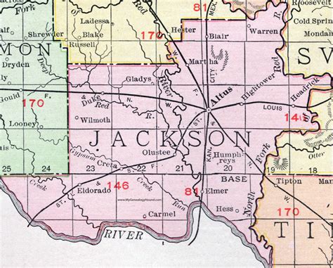 Jackson County, Oklahoma 1911 Map, Rand McNally, Altus, Eldorado, Olustee