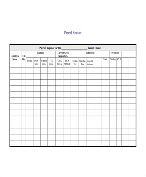 Payroll Register Template - 7+ Free Word, Excel, PDF Document Downloads