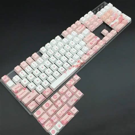 Cherry Blossom 126 Keys Full Set Mechanical Keyboard Keycaps PBT 5 Face Dye Sublimation Keycap ...