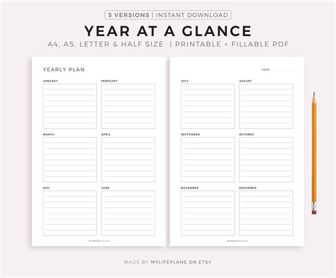 Yearly Planner Printable Annual Planner Printable Planner Yearly Agenda ...