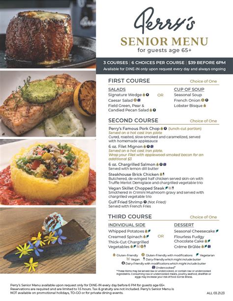 Senior Menu - Perry's Steakhouse & Grille