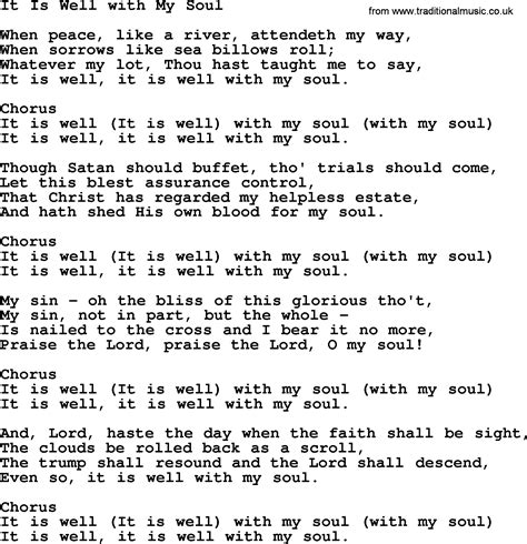 Baptist Hymnal, Christian Song: It Is Well With My Soul- lyrics with PDF for printing