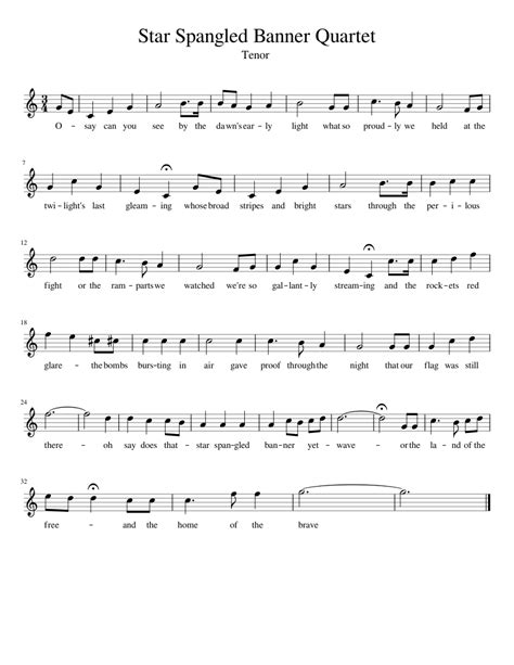 Star Spangled Banner Tenor Sheet music for Piano (Solo) | Musescore.com