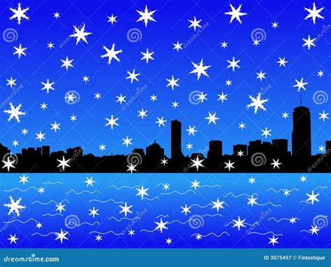 Boston skyline in winter stock vector. Illustration of silhouette - 3075497