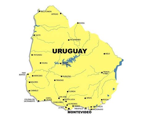 Uruguay river map - Map of Uruguay river (South America - Americas)