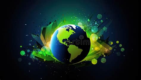 Earth Day Concept Illustration. Green Planet Earth. World Globe Stock Illustration ...