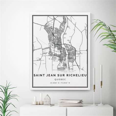 Saint Jean sur Richelieu Map Canvas Print City Maps Wall Art | Etsy