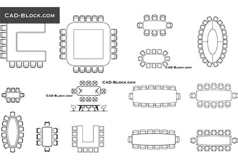 Conference Room Furniture AutoCAD, free CAD blocks in plan