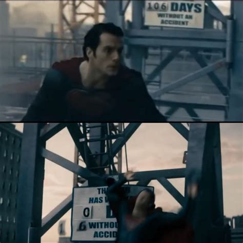 In the final fight scene of Man of Steel, Zod hits Superman into a workplace “Days Without an ...