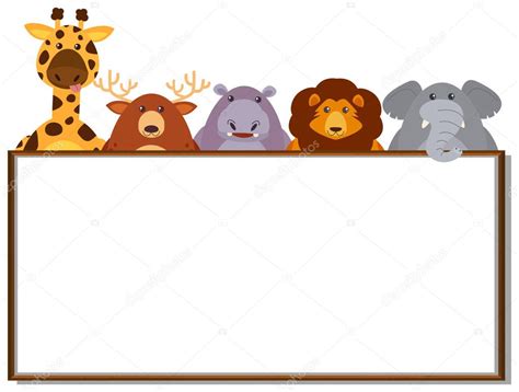 Border template with wild animals — Stock Vector © blueringmedia #176421410